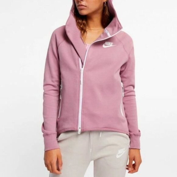 Nike Sportswear Tech Fleece Full Zip Cape Plum Pink Lilac Hoodie Size XS - Picture 1 of 13